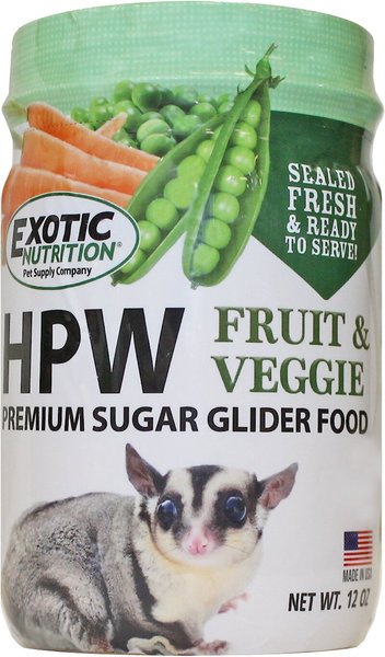 Exotic Nutrition HPW Fruit and Veggie Sugar Glider Food， 12-oz jar