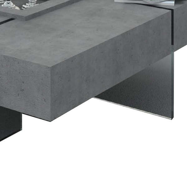 Cid 47 Inch Modern Floating Coffee Table， Dark Gray Faux Concrete Finish