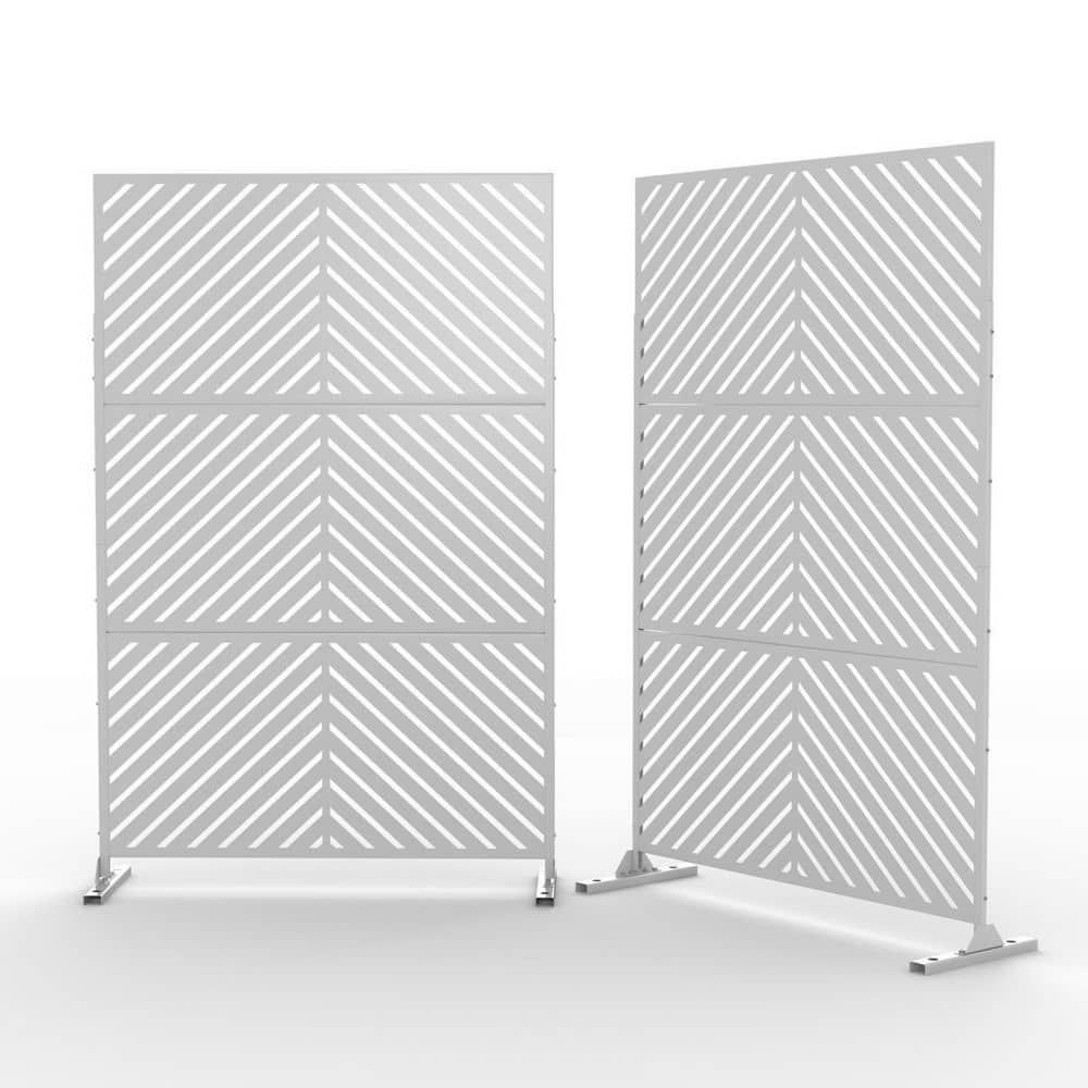 Tidoin 6.33 ft. H x 3.93 ft. W White Laser Cut Privacy Mesh Screening Garden Metal Fence Panel Neut-YDD0-MKG