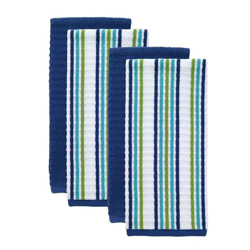 T fal Textiles 4 Pack Solid   Stripe Waffle Terry Kitchen Dish Towel Set