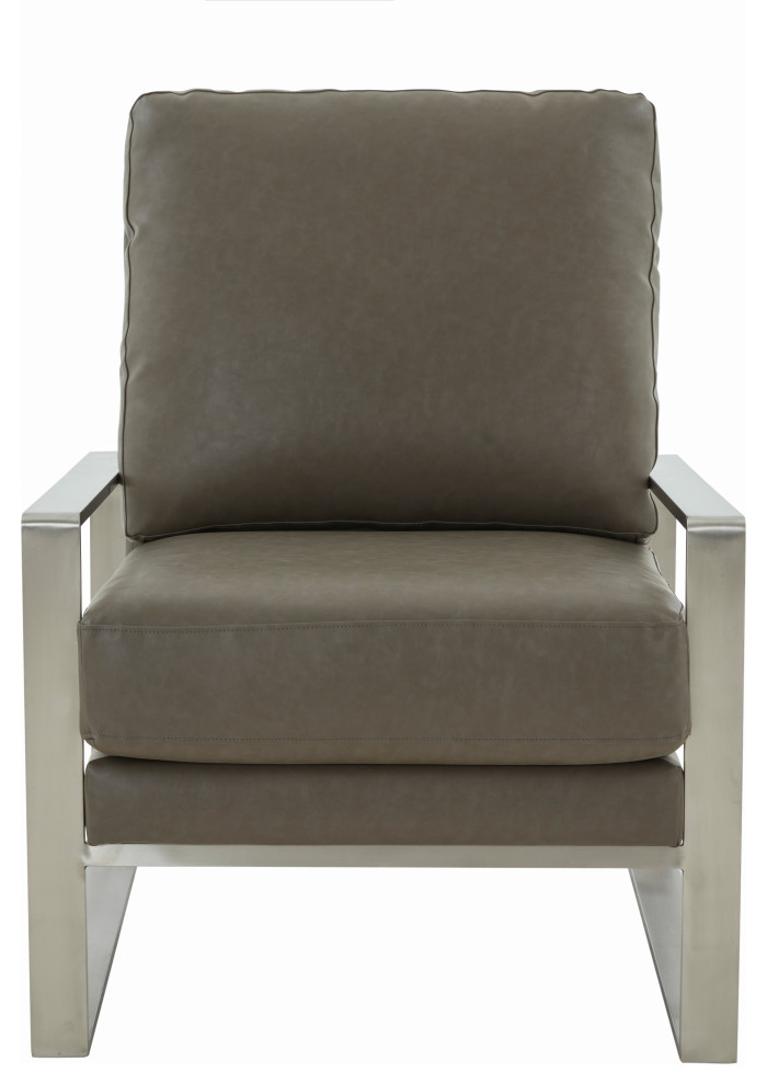 LeisureMod Jefferson Faux Leather Accent Armchair With Silver Frame   Contemporary   Armchairs And Accent Chairs   by LeisureMod  Houzz