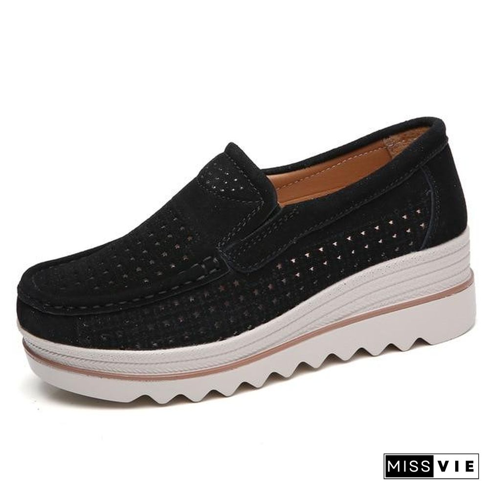 Women Shoes Platform Sneakers Slip on Flats Loafers Moccasins Hollow Out Casual Shoes