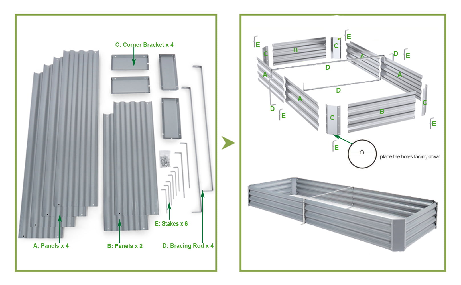 2 pack Galvanized Raised Garden Bed Metal Elevated Planter Box Kit for Outdoor Vegetable Flower Herb Rectangular Steel Bottomless Frame Gardening Protection Patio Decoration (Gray, 8x3x1ft)