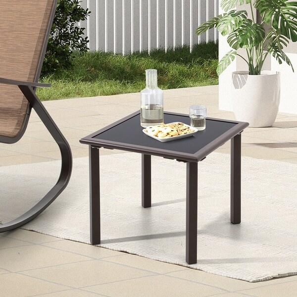 Pellebant Square Side Table End Table with Tempered Glass Top