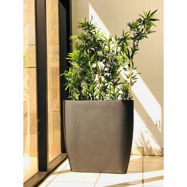 Kante Lightweight Modern Outdoor Concrete Oval Planter Charcoal Black Rosemead Home amp Garden Inc