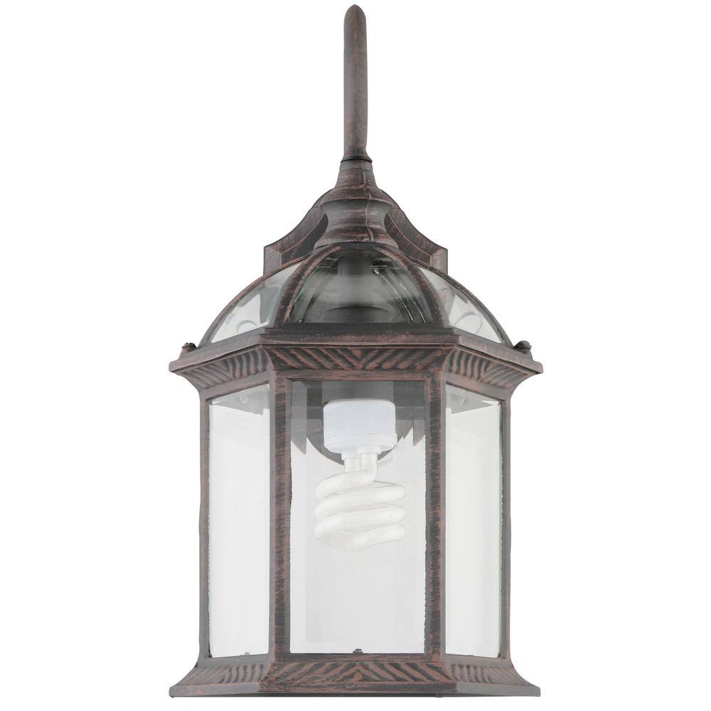 Hampton Bay Wickford 1-Light Weathered Bronze Outdoor Wall Light Fixture with Clear Glass (2-Pack) 7072-2RT