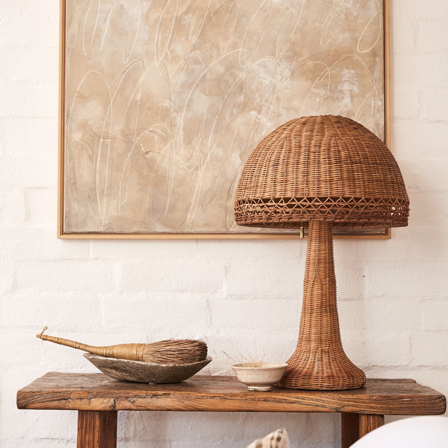 Rattan Mushroom Table Lamp