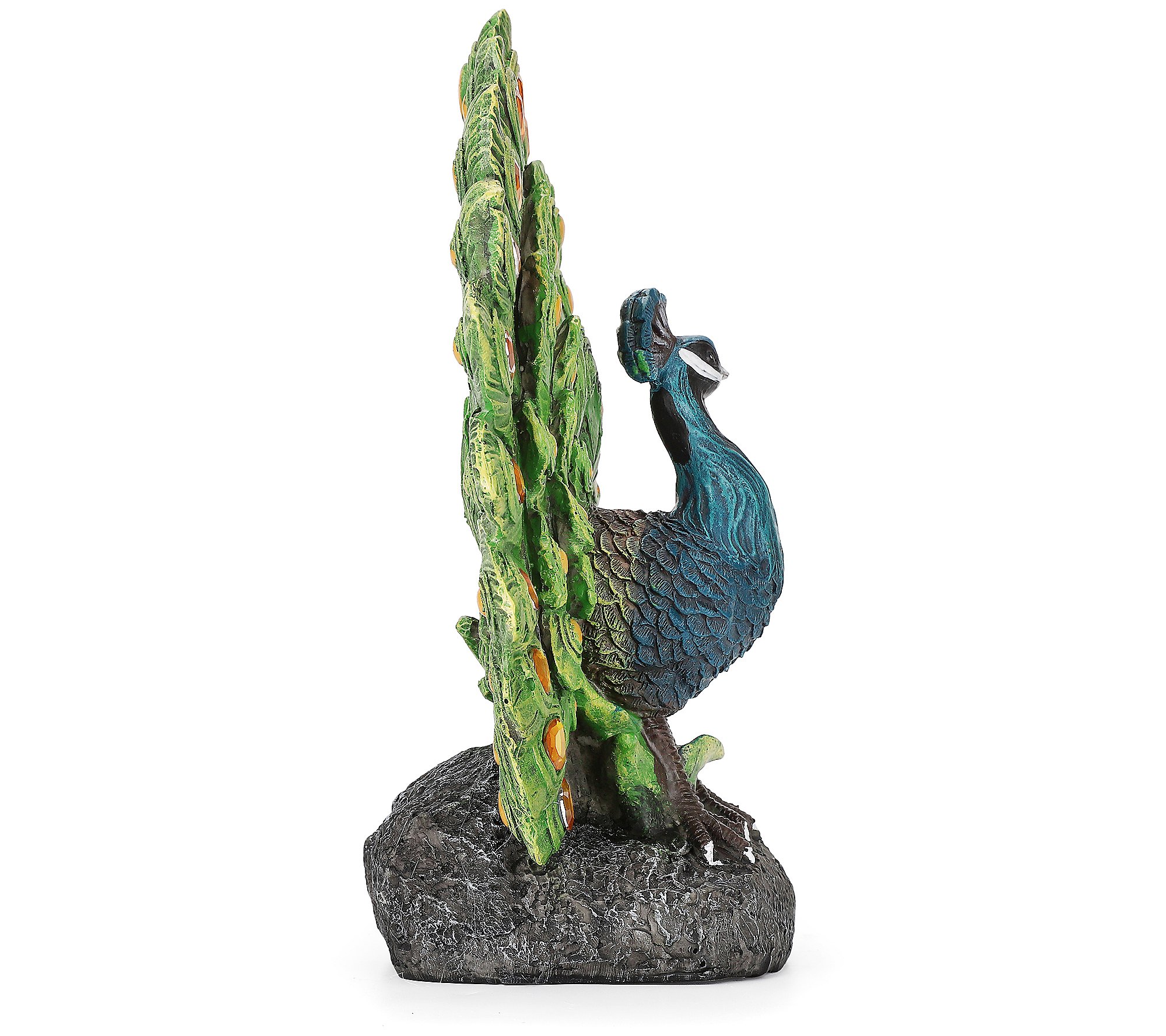 Techko Proud Peacock Statue with Solar Spotligh t