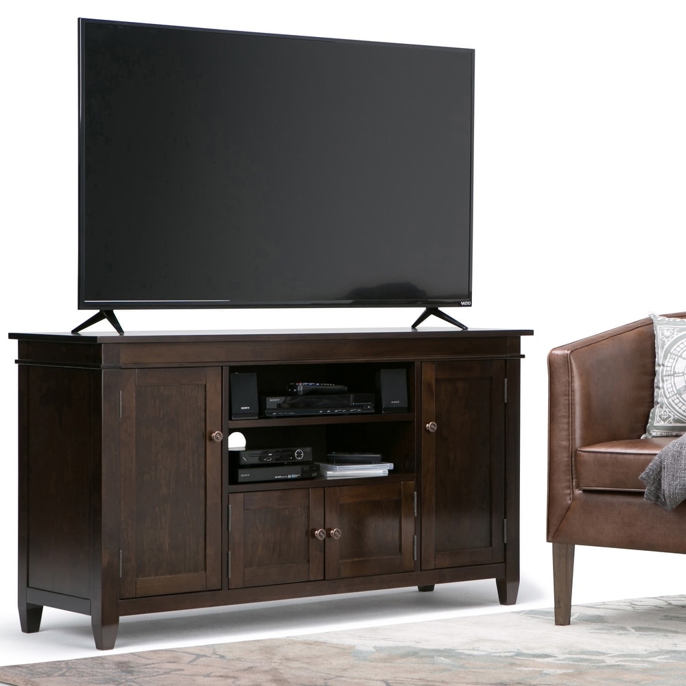 WYNDENHALL Sterling SOLID WOOD 54 inch Wide Transitional TV Media Stand For TVs up to 60 inches