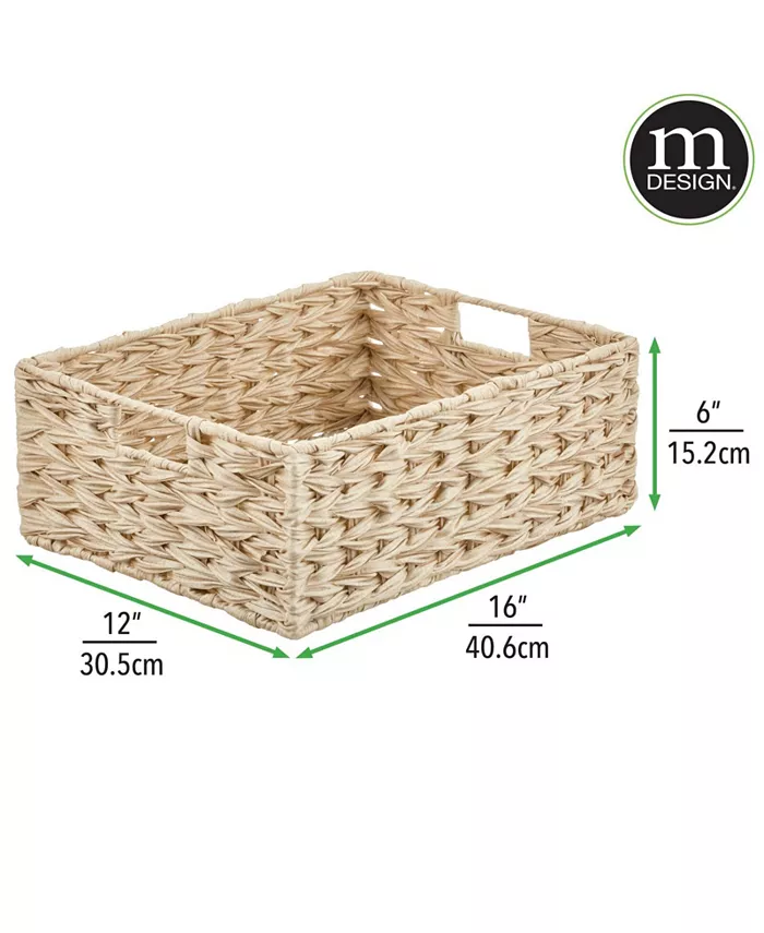 mDesign Woven Farmhouse Kitchen Pantry Storage Basket Box Large - 6 Pack Cream Beige