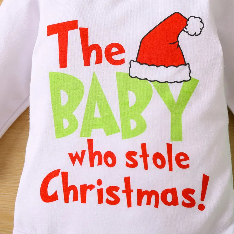 Christmas Newborn Baby Girl Boy Jumpsuit Pant Sets Letter Long Sleeve Bodysuit and Plush Suspender Pants Baby Items Clothing