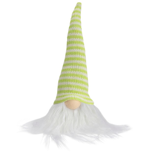 Lime Green And White Striped Hat Spring Gnome