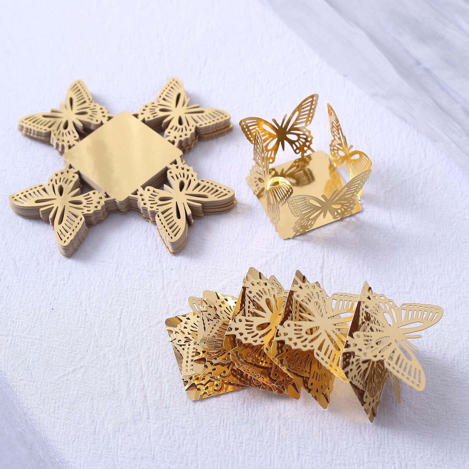 50 Pack Mini Metallic Gold Butterfly Truffle Cup Dessert Liners, Square Cupcake Tray Wrappers 225GSM 4