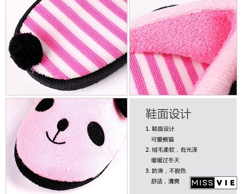 1Pair Cute Women Winter Plush Slipper Cute Panda Indoor Slippers Soft Soled Women's Cotton Slippers