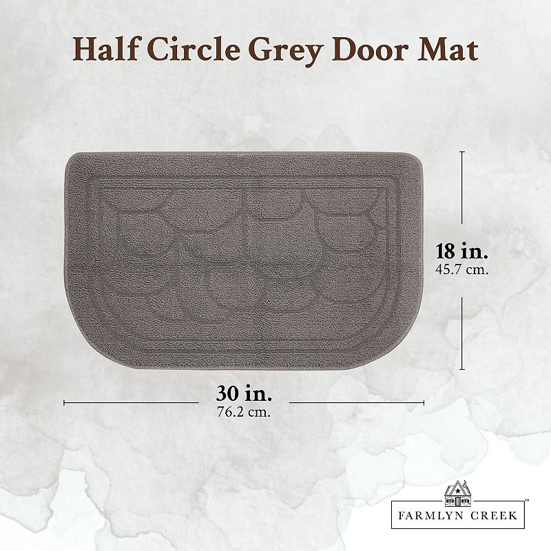 Half Circle Door Mat for Indoors and Outdoors (Grey， 30 x 18 Inches)