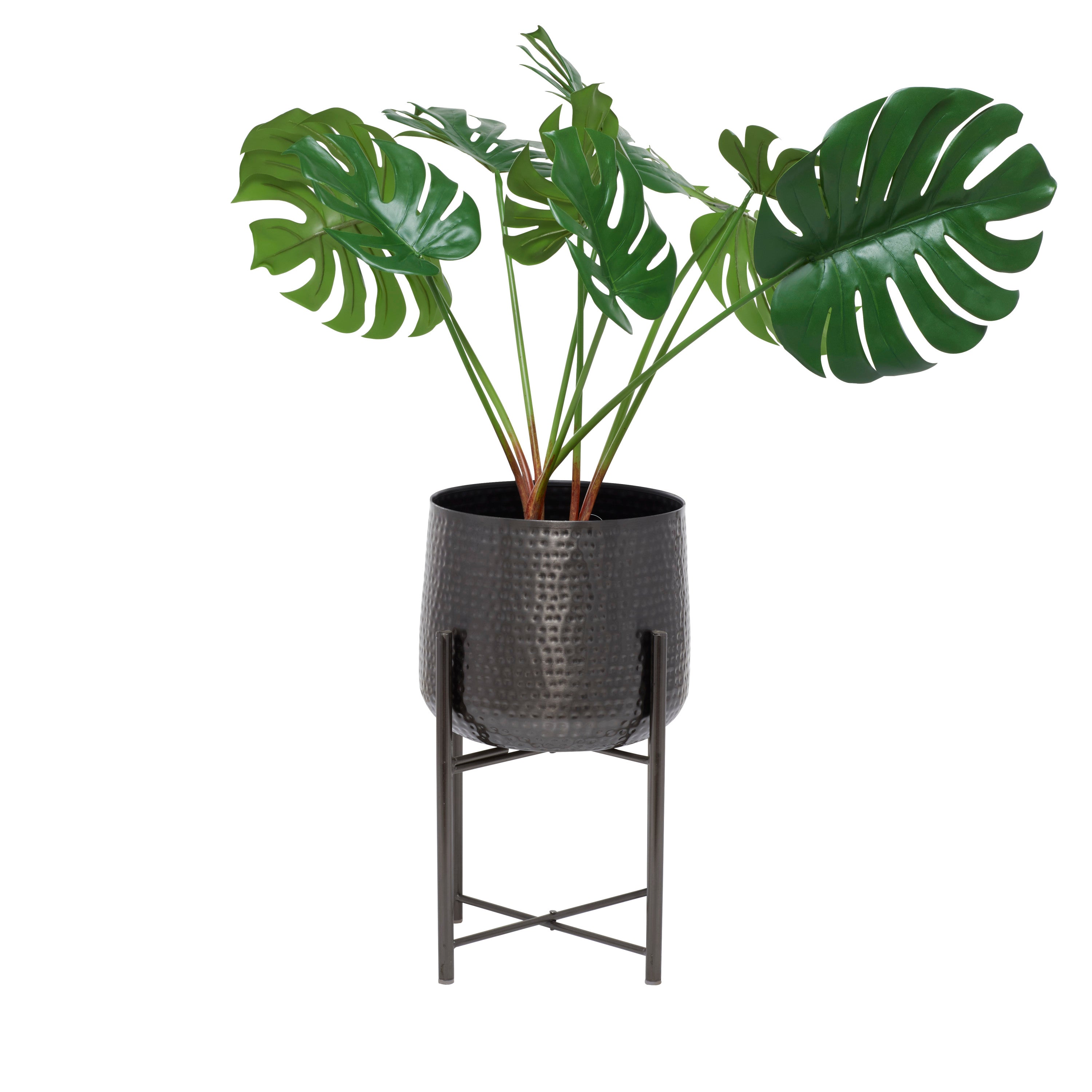 CosmoLiving by Cosmopolitan 19", 17"H Black Metal Planter with Removable Stand (2 Count)