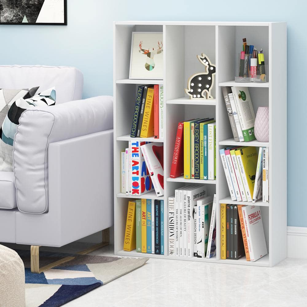 Furinno White 11-Cube Reversible Open Shelf Bookcase 11107WH