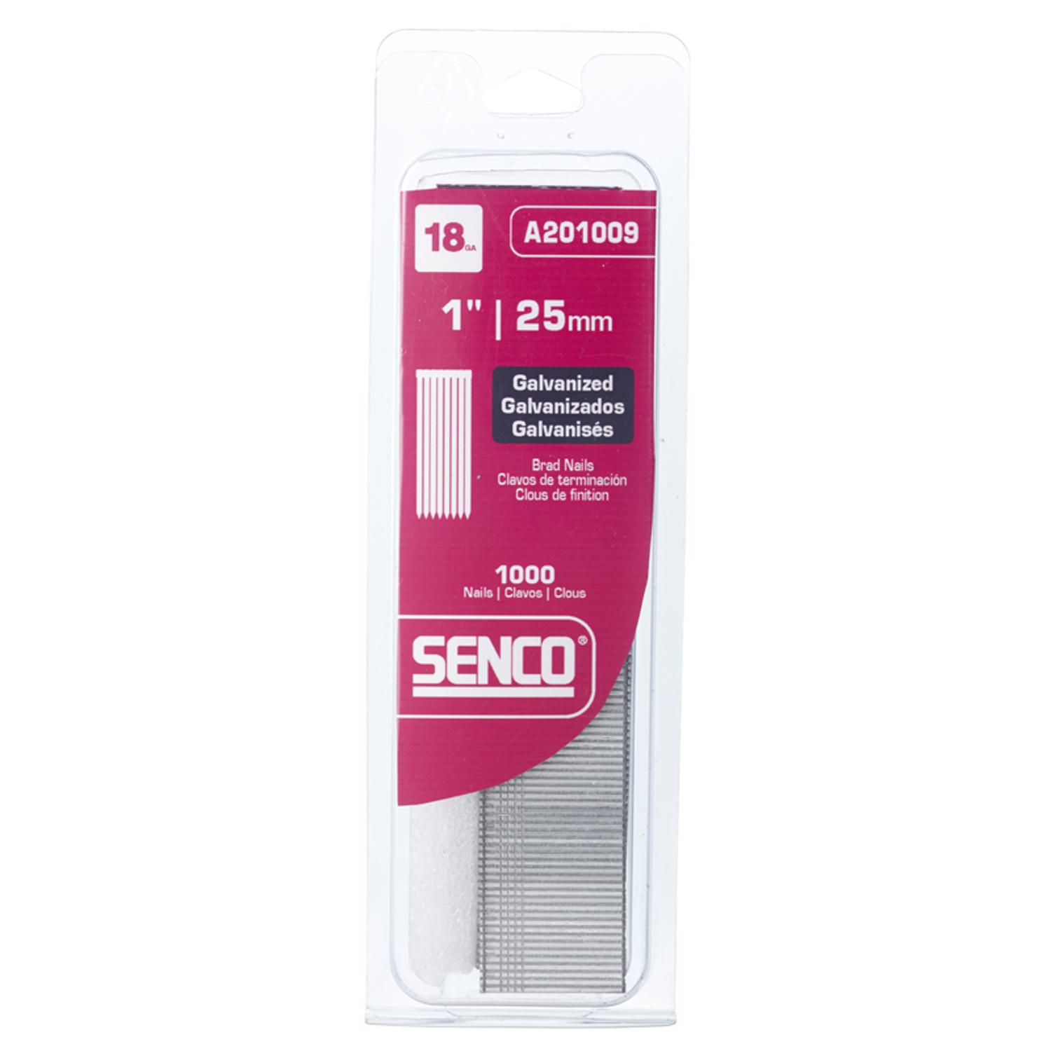 Senco 1 in. 18 Ga. Straight Strip Galvanized Brad Nails 1000 pk