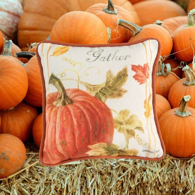 X 8 quot Gather Pumpkin Petite Printed Fall Throw Pillow