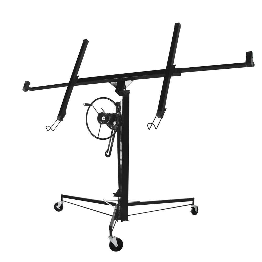 Kahomvis 11 ft. Heavy-Duty Steel Drywall Lift Drywall Panel Hoist in Black with Wheel Base Heng-LKW3-68