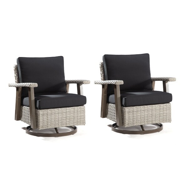 Cozywor Wicker Patio Outdoor Swivel Rocking Chair (Set of 2)