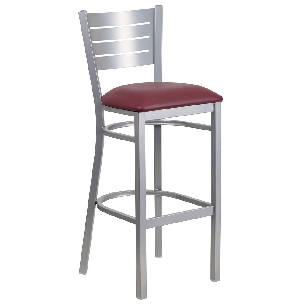 2 Pack Slat Back Metal Restaurant Barstool   16.5\