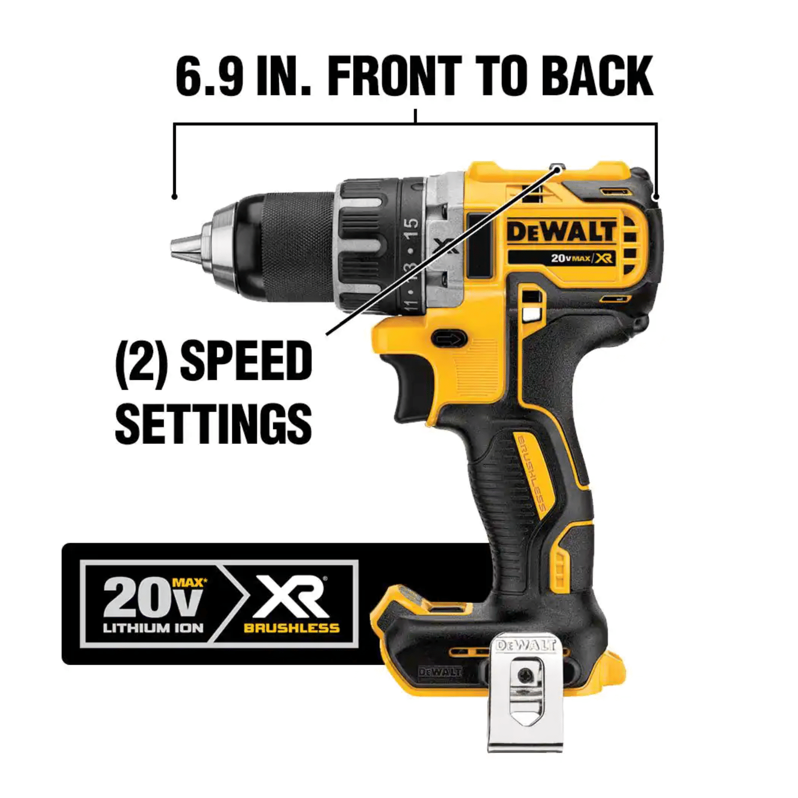 Dewalt 20V Max XR Cordless Brushless 1/2 in. Drill/Driver with (1) 20-Volt 5.0Ah Battery， Charger and Bag (DCD791P1)