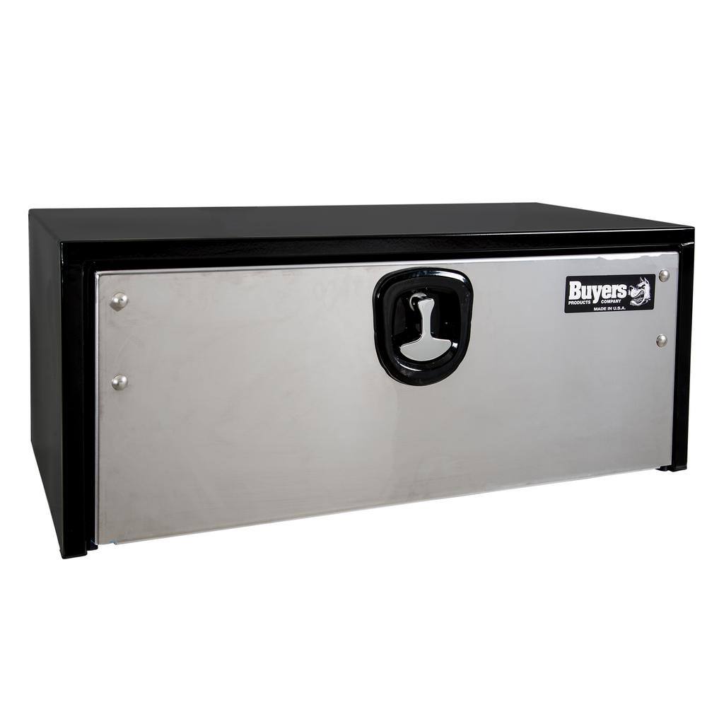 Buyers Products Company 14 in. x 16 in. x 36 in. Gloss Black Steel Underbody Truck Tool Box with Stainless Steel Door 1703705