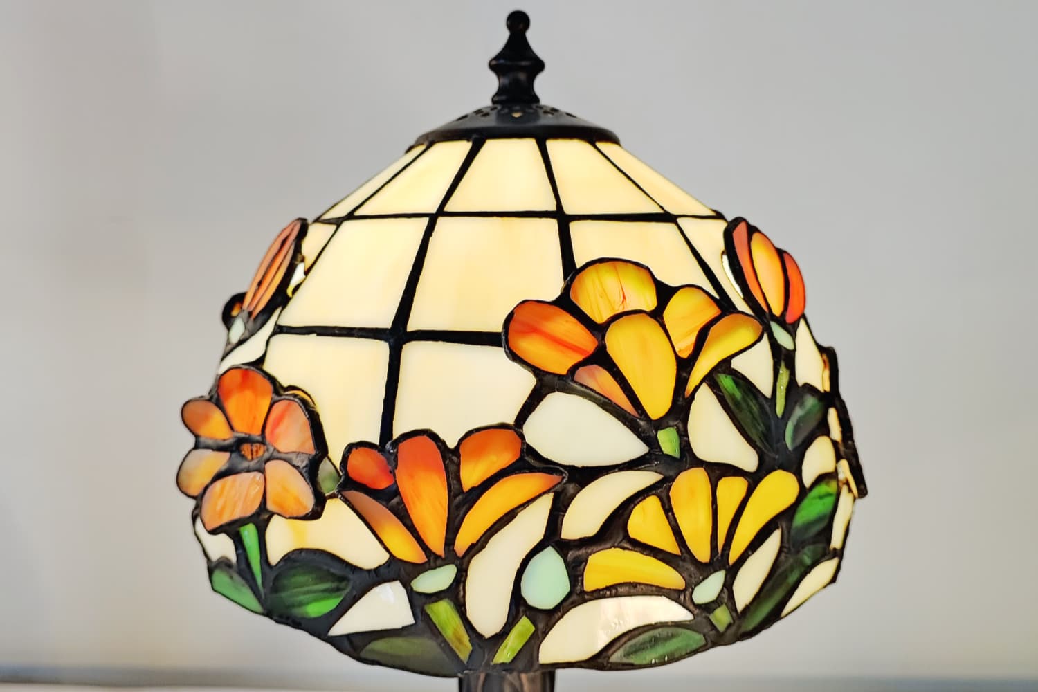 Floral  Abatjour with Raised Glass, 20cm