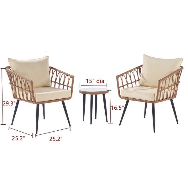 3 Piece Outdoor Garden Patio Bistro set with Side Table - Overstock - 37422065