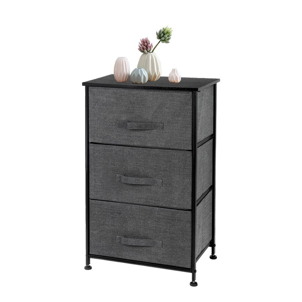 Karl home 12 in W. x 28.74 in. H Gray 3-Drawer Fabric Storage Chest with Gray Drawers 302992574447