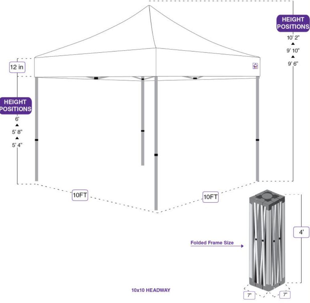 Impact Canopy 10and#8242; x 10and#8242; Canopy Tent， UV Coated， Black Steel Framed， Pop Up Tent Includes Roller Bag， Red