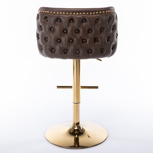 Set of 2 Modern PU Upholstered Bar Stools with the whole Back Tufted