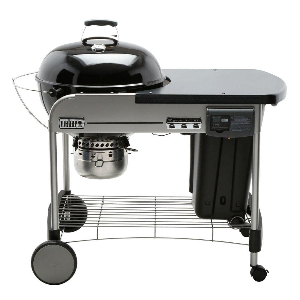 Weber 22 in. Performer Deluxe Charcoal Grill in Black with Built-In Thermometer and Digital Timer 15501001