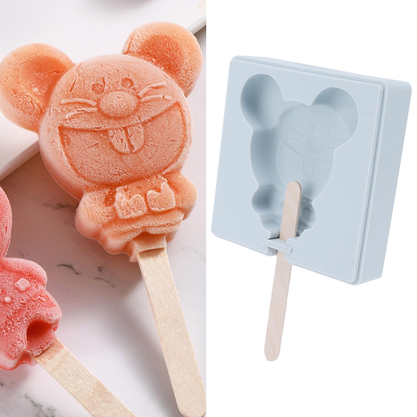 Ice Cream Mold， Cute Cartton Rat Shaped Homemade Ice Cream Mould Easy To Demould Non Stick Ice Cream Maker With 20 Packs Sticks For Freezer[a]