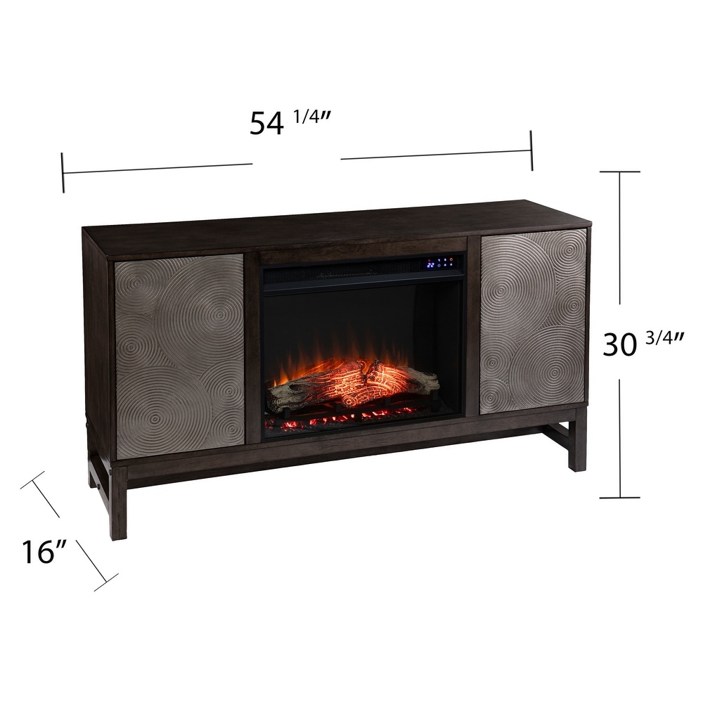 SEI Furniture Lanigan Contemporary Brown Wood Electric Fireplace