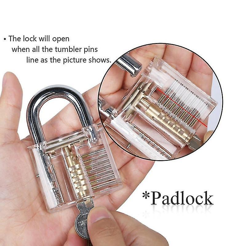 3-pack Practice Lock Pick Set Transparent Crystal Keyed Padlock Training Locks For Locksmith Include 3 Common Types