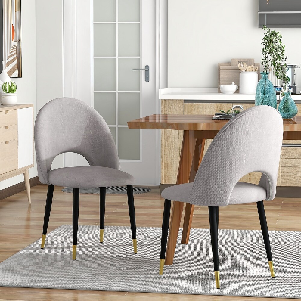 Nordic Style Dining Chairs with With Black Golden Legs (Set of 2)   N/A