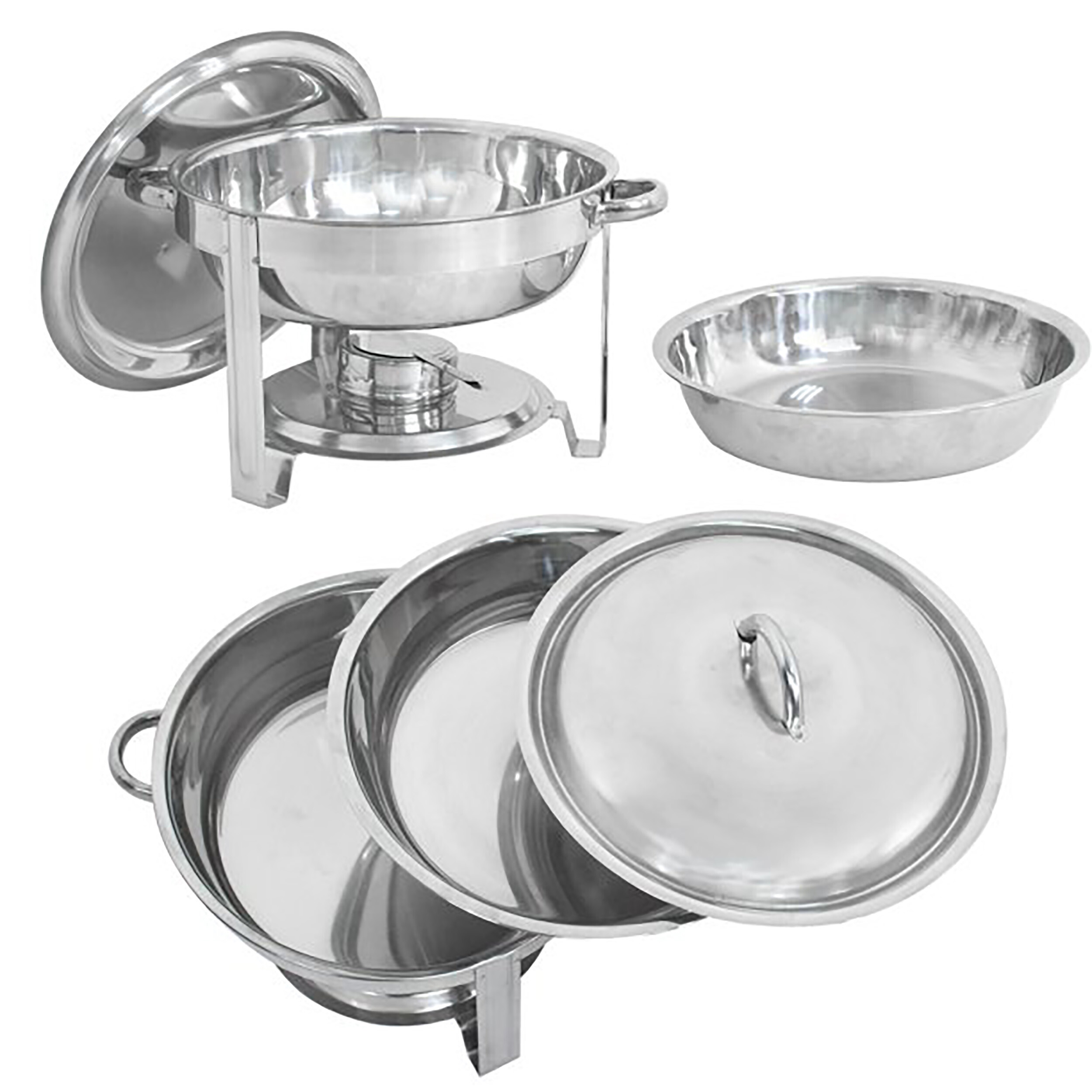 ZENY 2 Pack Chafing Dish Set， Buffet Catering， Stainless Steel Food Warmer， Round