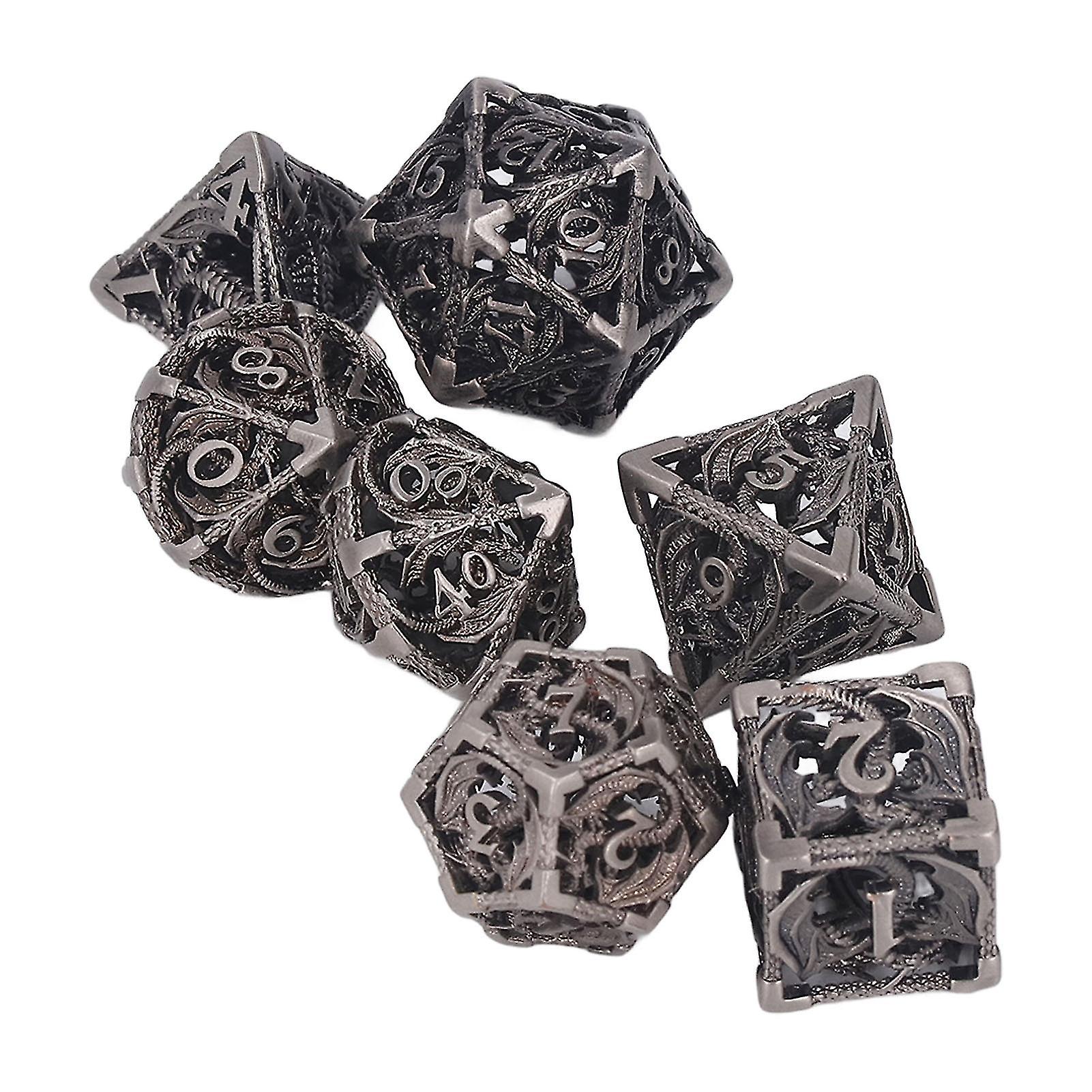 7pcs Table Game Metal Dice Fine Copper Hollow Lightweight Polyhedral Teaching Metal Dice Set