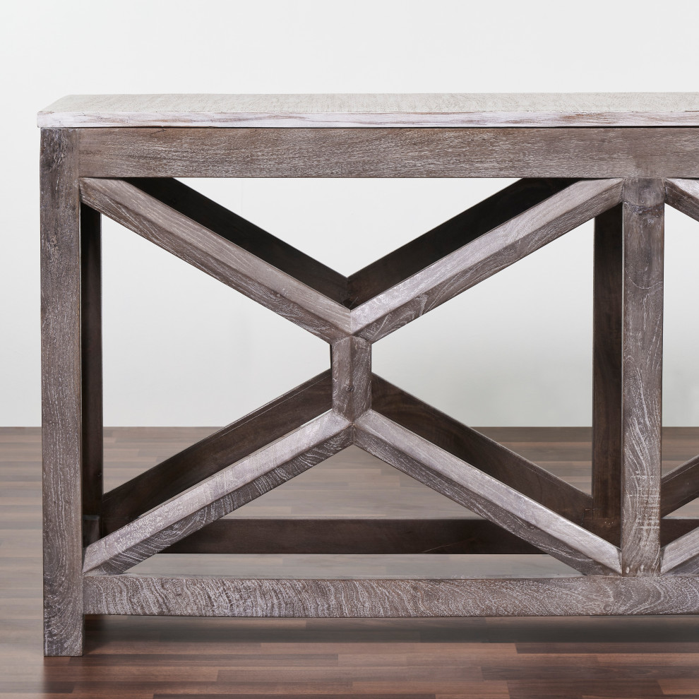 Wire 72 quotSolid Wood Large Console table   Farmhouse   Console Tables   by Oak Idea Corporation  Houzz