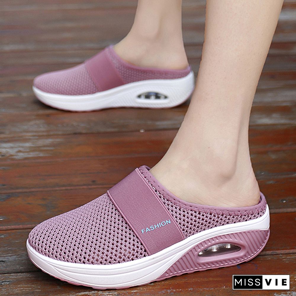 Women Sandals Fashion Wedges Platform Shoes Female Slides Slippers Breathable Mesh Lightweight Ladies Footwear