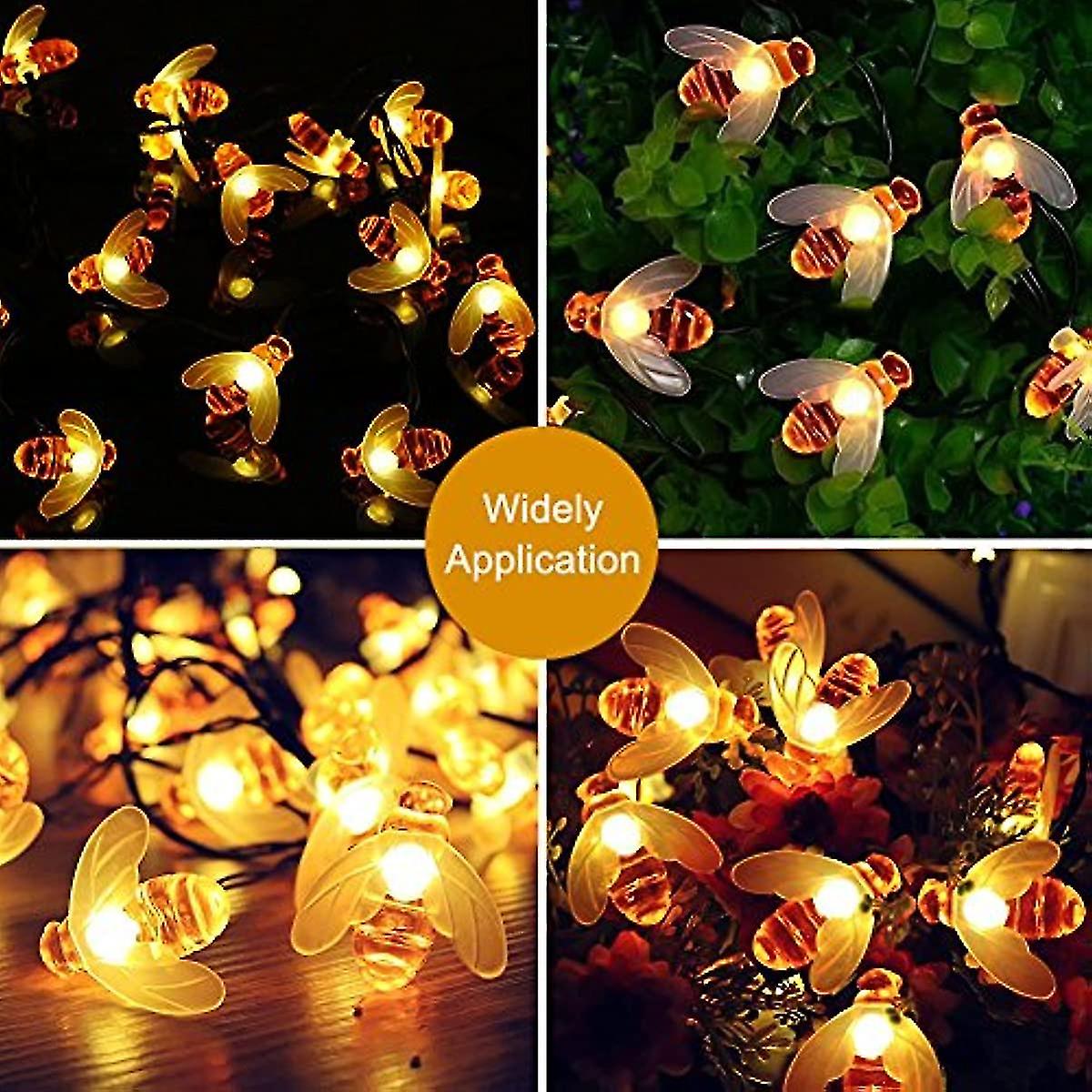 Honeybee String Lights  21ft Solar Powered 30 Leds Outdoor Light  Waterproof Fairy Lights  Bumble Bee Shape Decor Light For Outdoor Outdoor  Garden  P