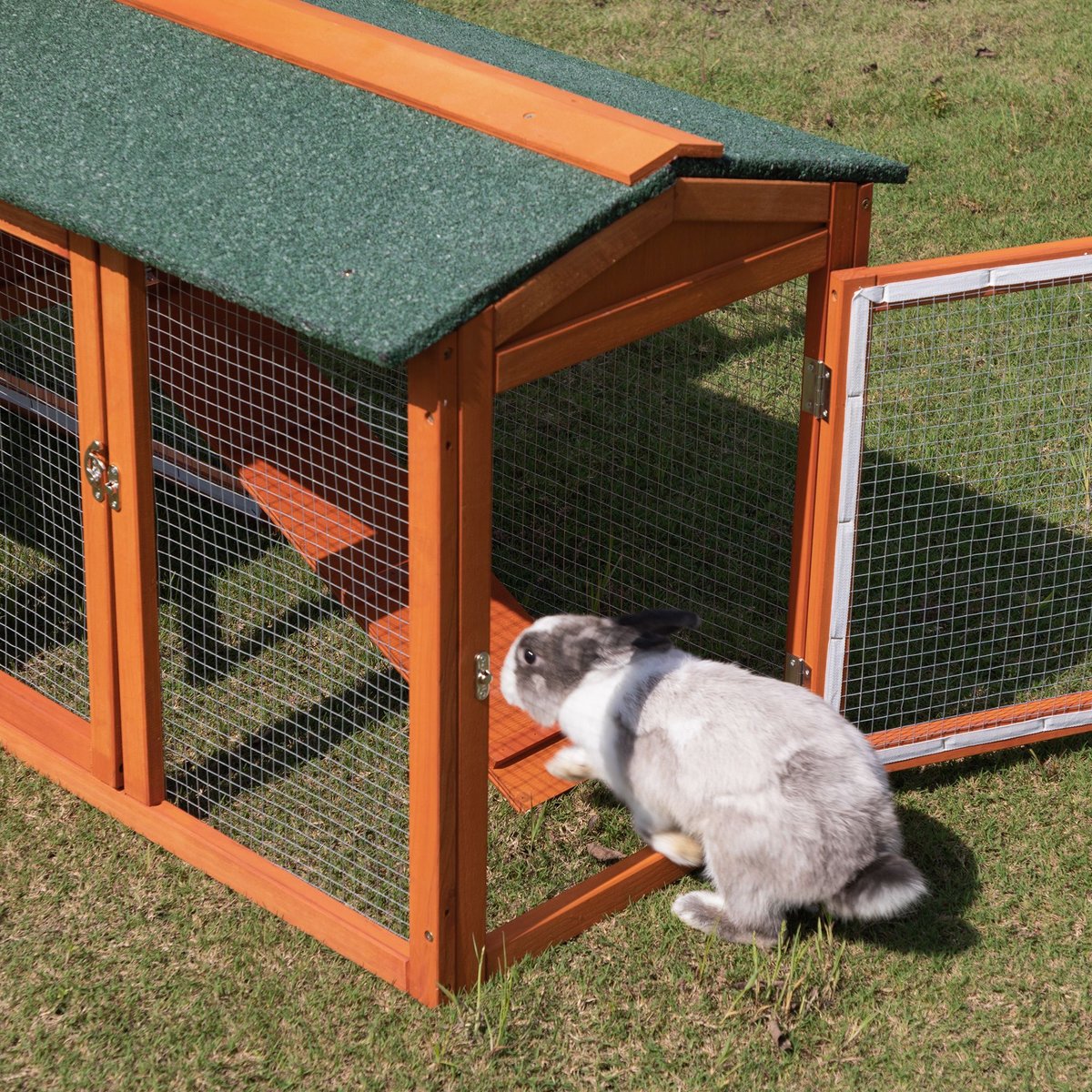 Coziwow by Jaxpety 2-Tier Outdoor Wooden Rabbit Hutch with Ramp