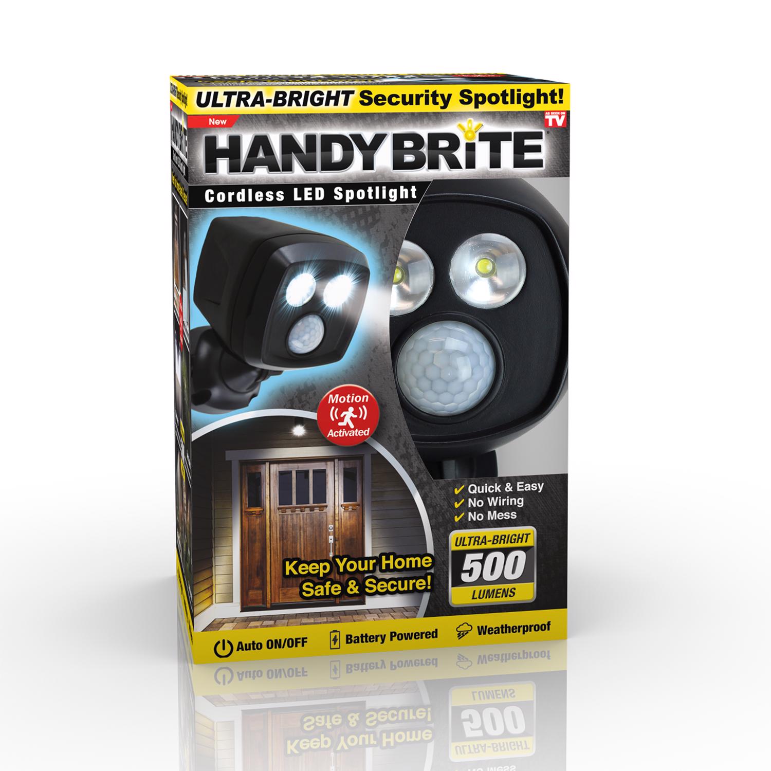 Handy Brite Motion-Sensing Battery Powered LED Black Spotlight