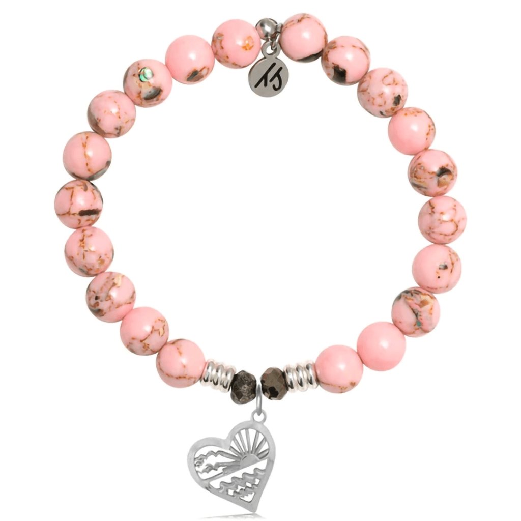 T. Jazelle  Pink Shell Stone Bracelet with Seas the Day Sterling Silver Charm