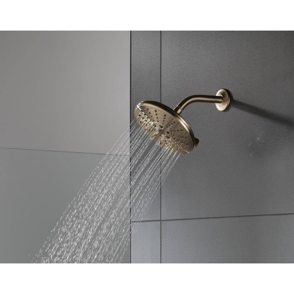 Delta 3-Spray Patterns 1.75 GPM 7.69 in. Wall Mount Fixed Shower Head with H2Okinetic in Lumicoat Champagne Bronze 52688-CZ-PR