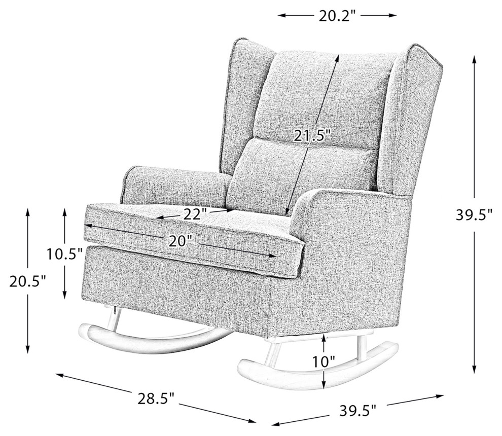 Upholstery Wingback Rocking Chair  Set of 2   Transitional   Rocking Chairs   by Karat Home  Houzz