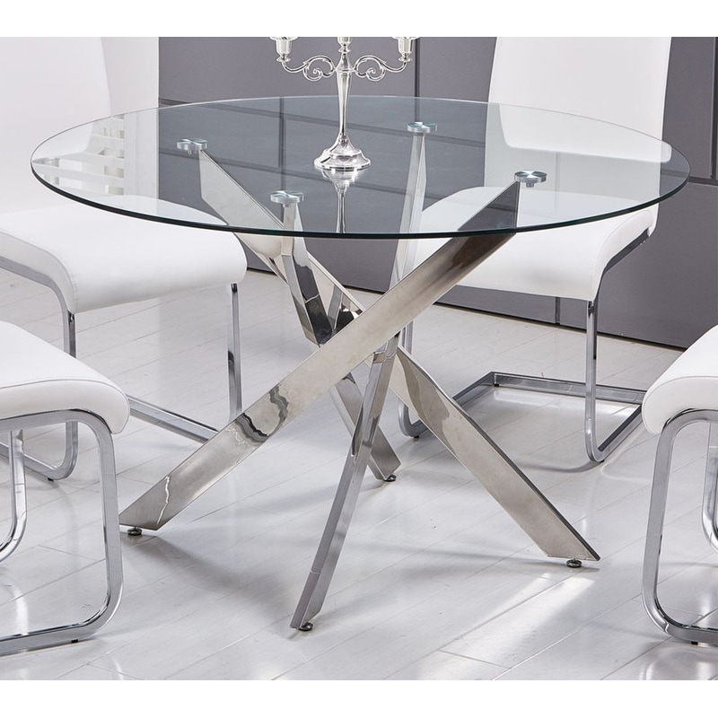 Best Master Furniture T01 Round Glass Dining Table