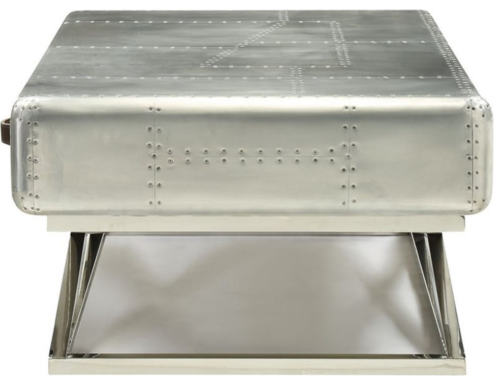 ACME Aberdeen II 51 quotAccent Storage Coffee Table in Aluminum   Industrial   Coffee Tables   by Homesquare  Houzz